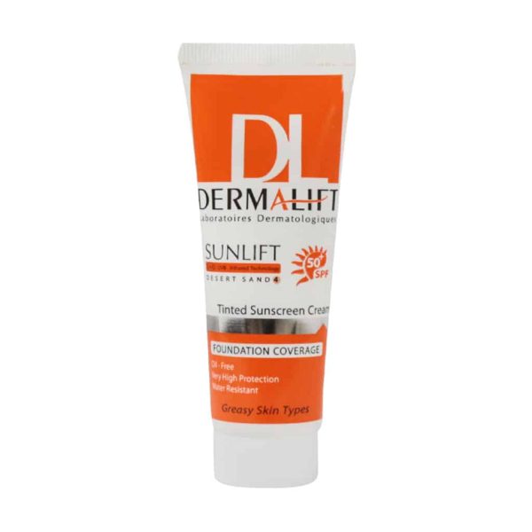 کرم ضد آفتاب SPF50 پوست چرب بدون رنگ درمالیفت 40 میلی لیتر