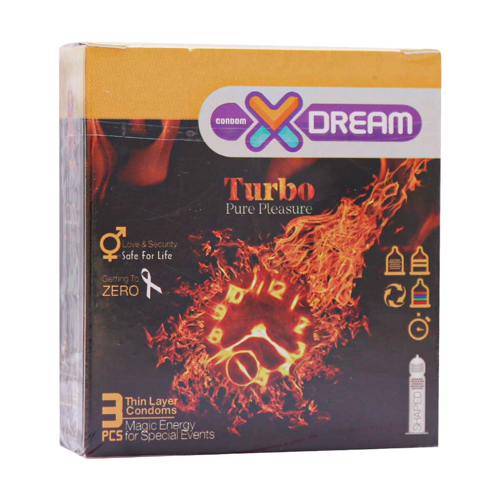 کاندوم خاردار و تاخیری ایکس دریم مدل Turbo بسته 3 عددی
